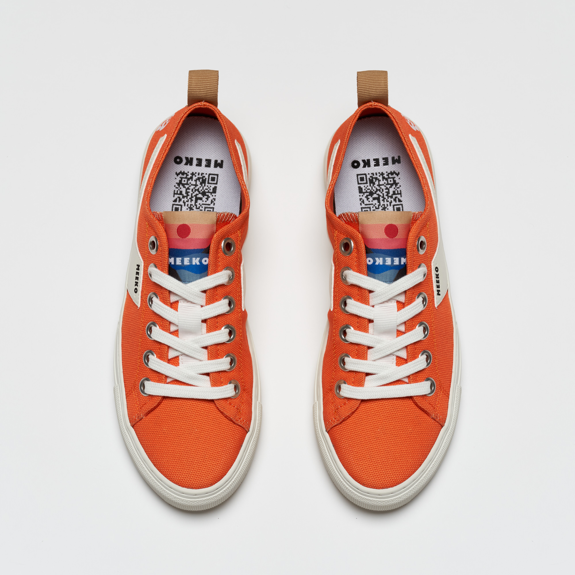 LUTRA- TANGER -  baskets urban durables et responsables en toile cordura, orange et beige, lacets blancs semelle blanche