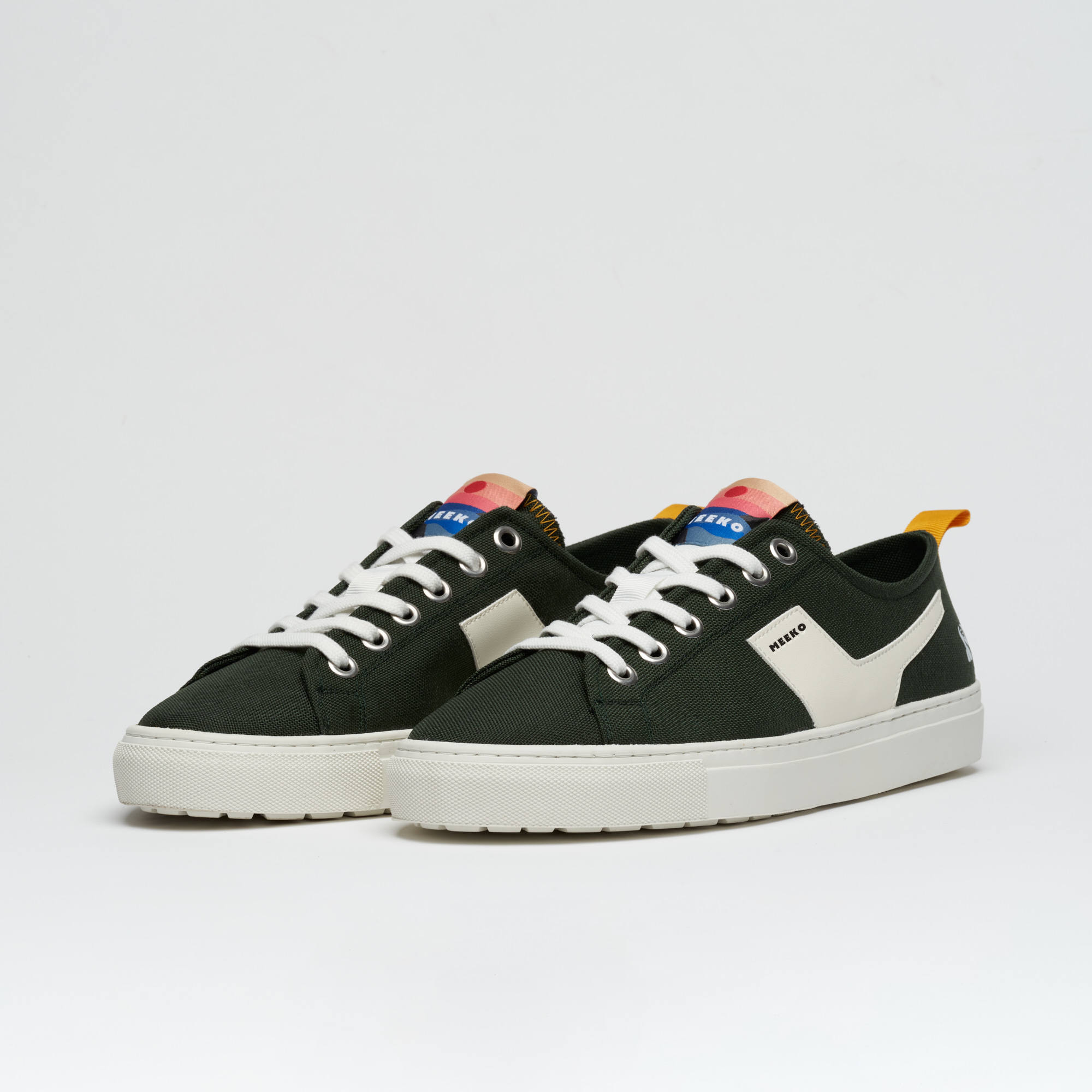 LUTRA- Forest - sustainable and responsible urban sneakers in cordura canvas, forest green and beige, white laces, white sole