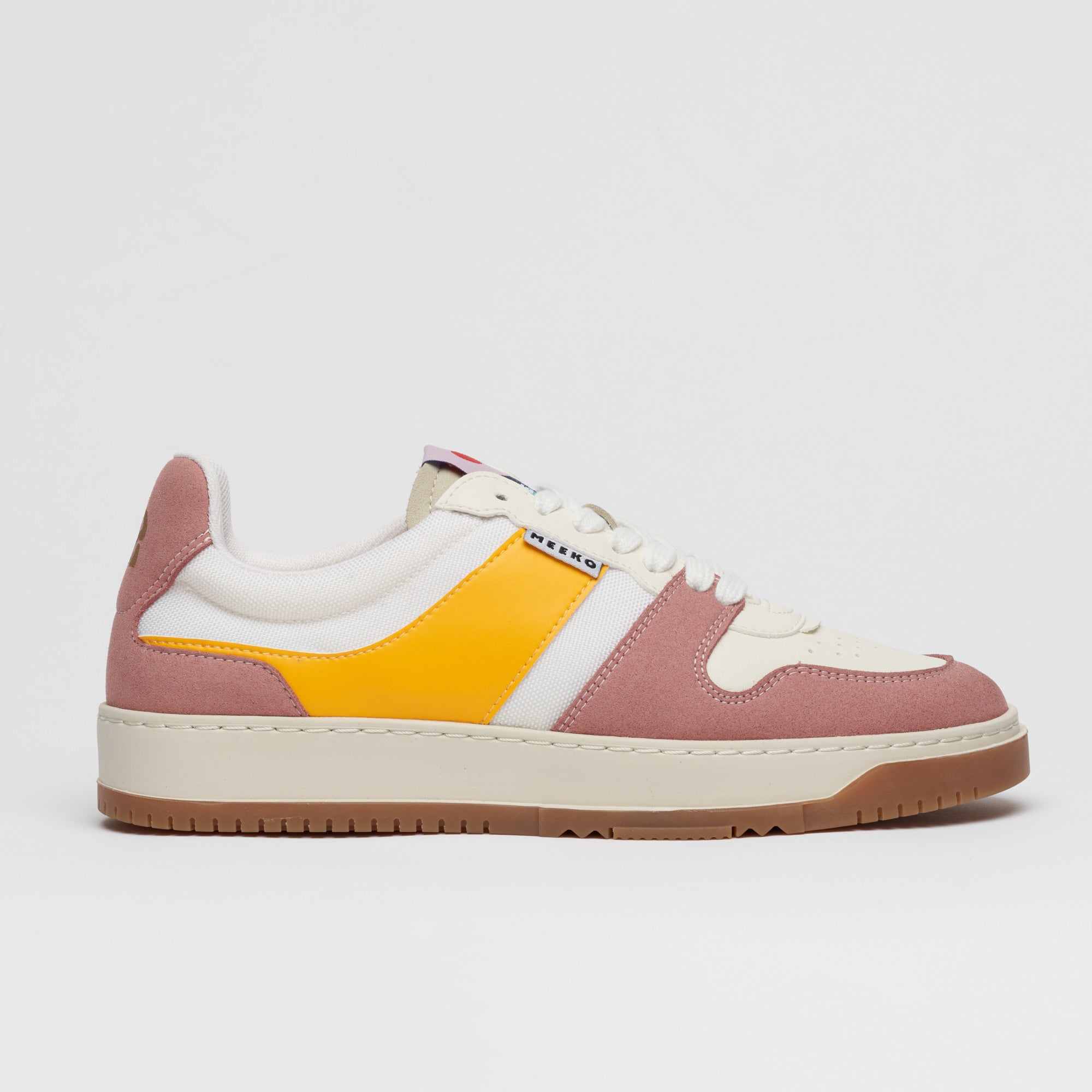 KIBOKO CORDURA®- SOLE -  baskets urban durables et responsables, vieux rose, orange, beige et blanches lacets blancs semelle marron