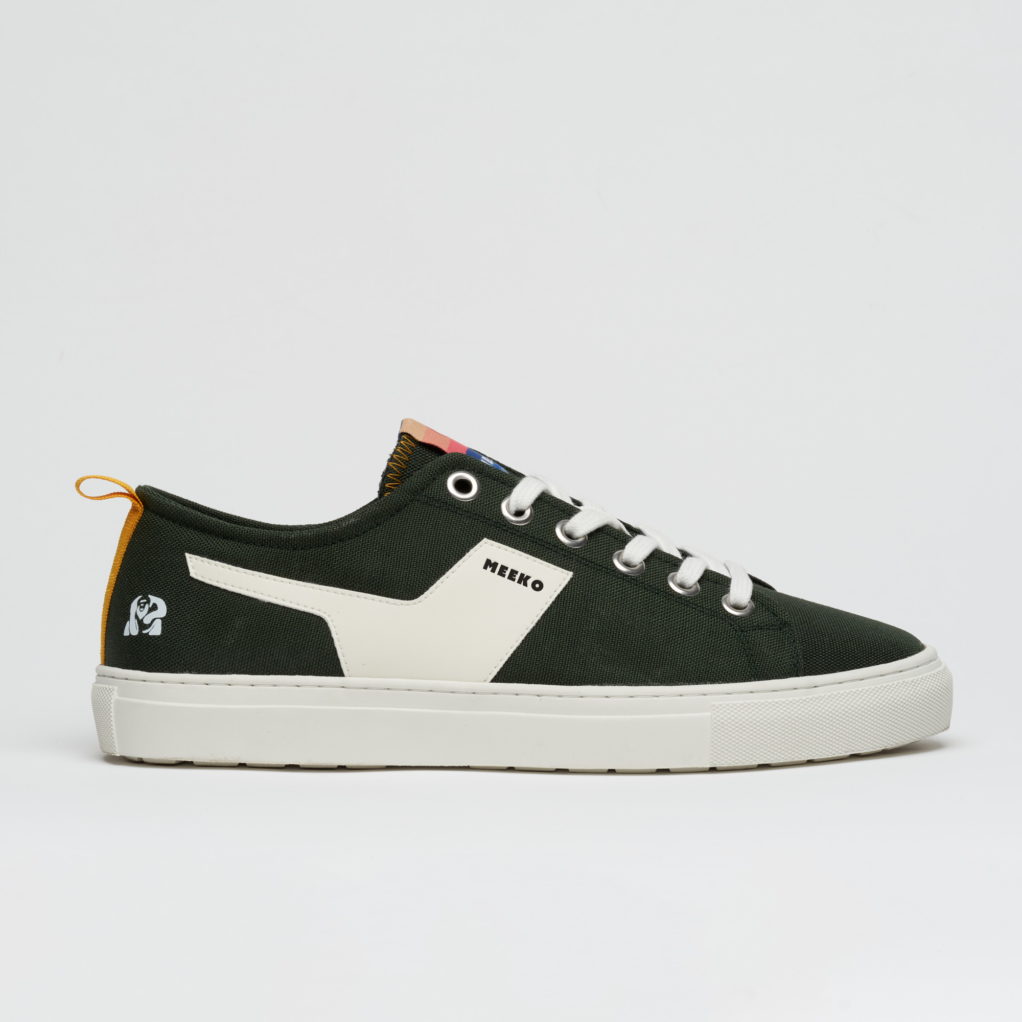 LUTRA- Forest -  baskets urban durables et responsables en toile cordura, vert forêt et beige, lacets blancs semelle blanche