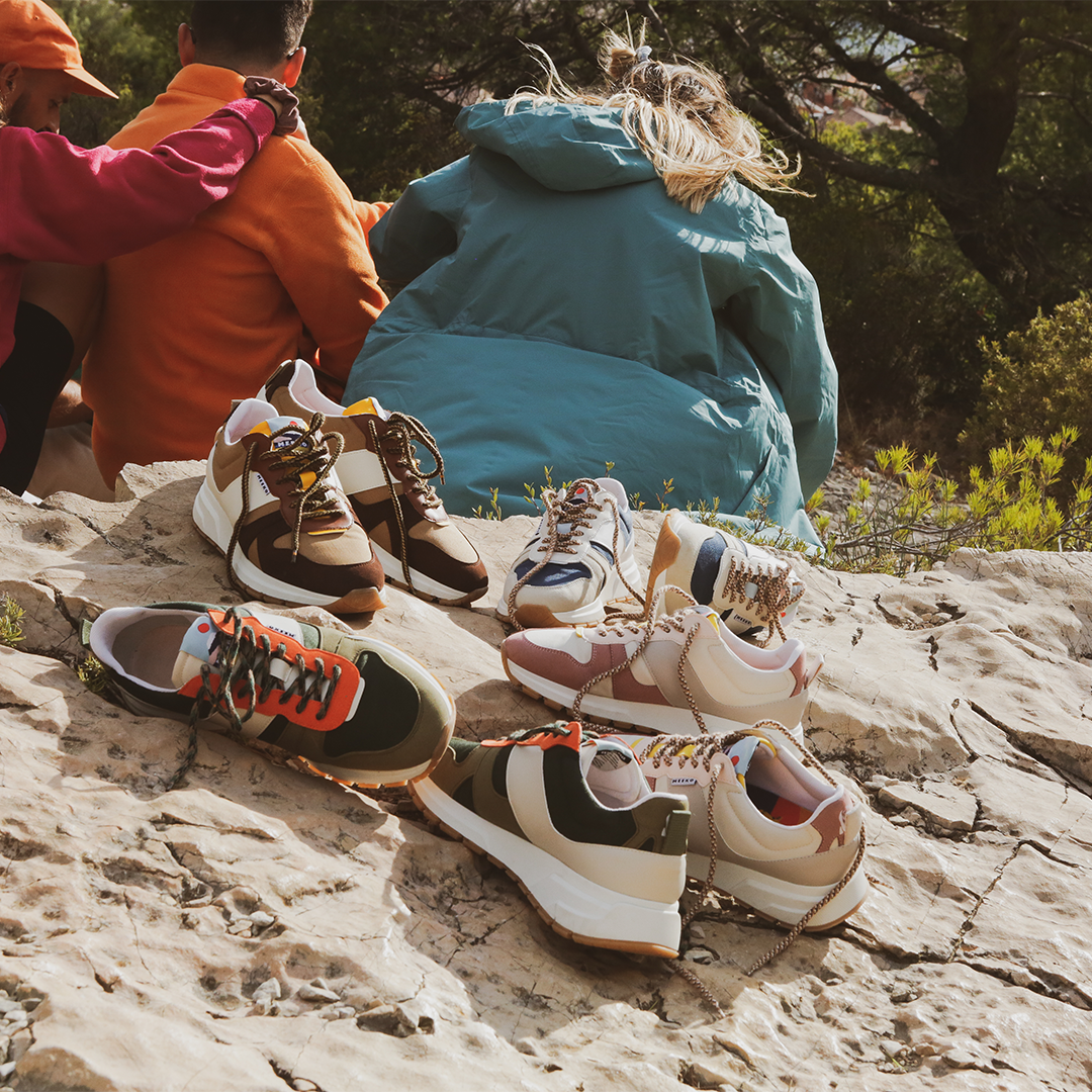 COCO PONGO CORDURA® - Jungle nachhaltige und verantwortungsvolle Outdoor-Sneaker, Beige-Khaki, Grün und Orange, technische Schnürsenkel, weiße und braune Sohlen