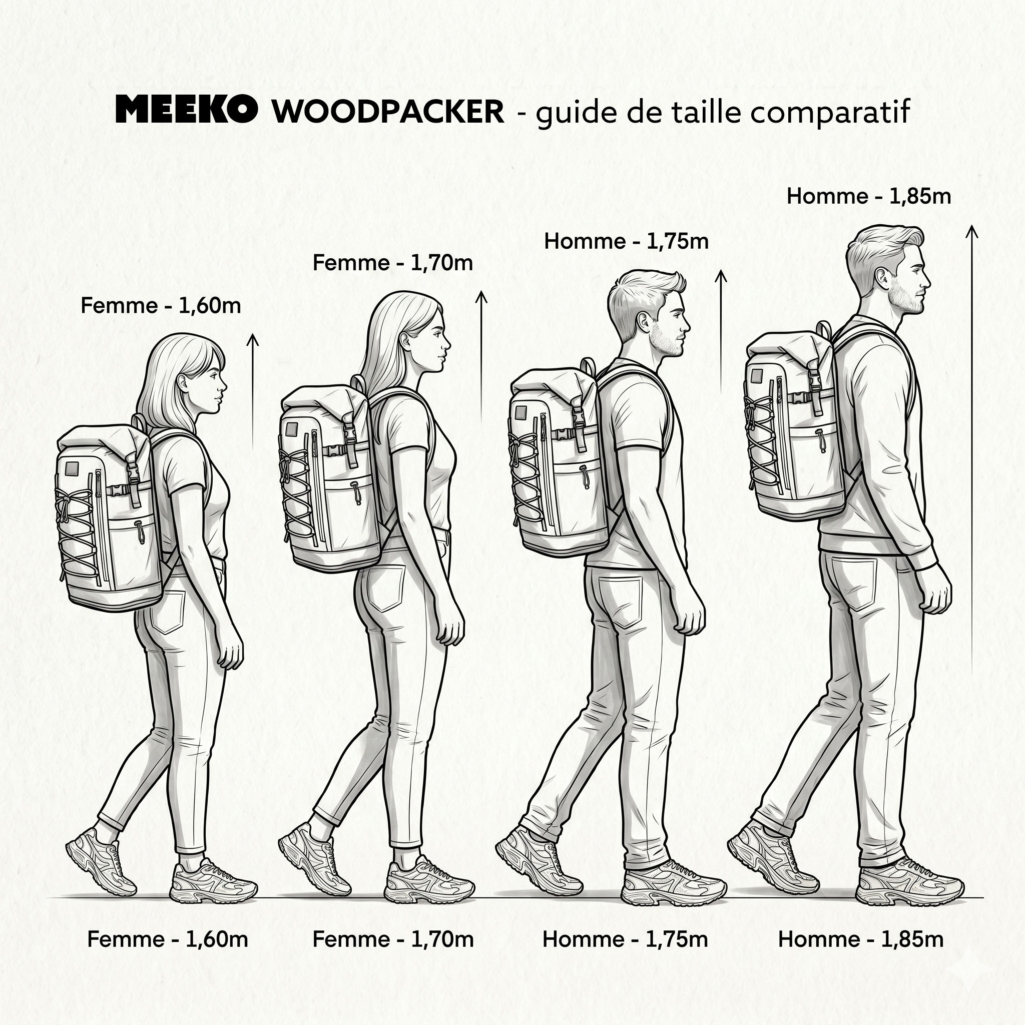 WOODPACKER - BLACK - BACKPACK MODULABLE, TECHNIQUE ET DURABLE