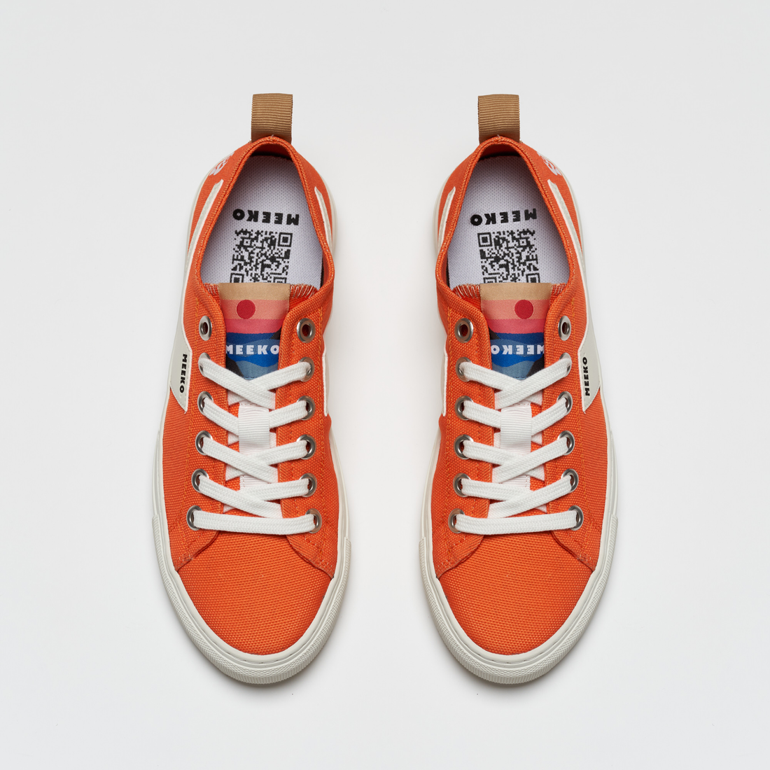 LUTRA- TANGER - sustainable and responsible urban sneakers in cordura canvas, orange and beige, white laces, white sole