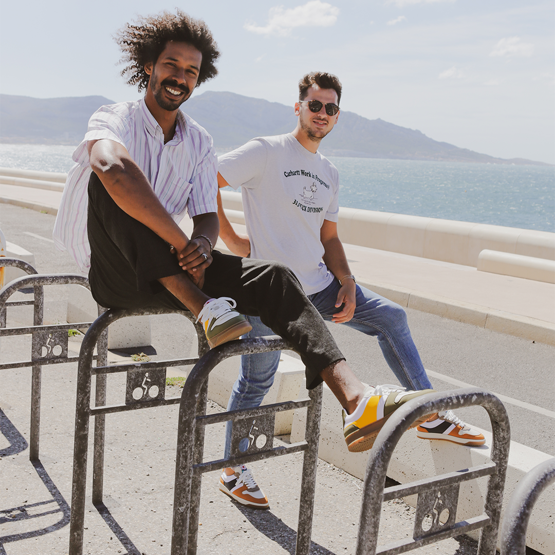 KIBOKO CORDURA®- JUNGLE - sustainable and responsible urban sneakers, khaki, yellow, beige and white laces brown sole