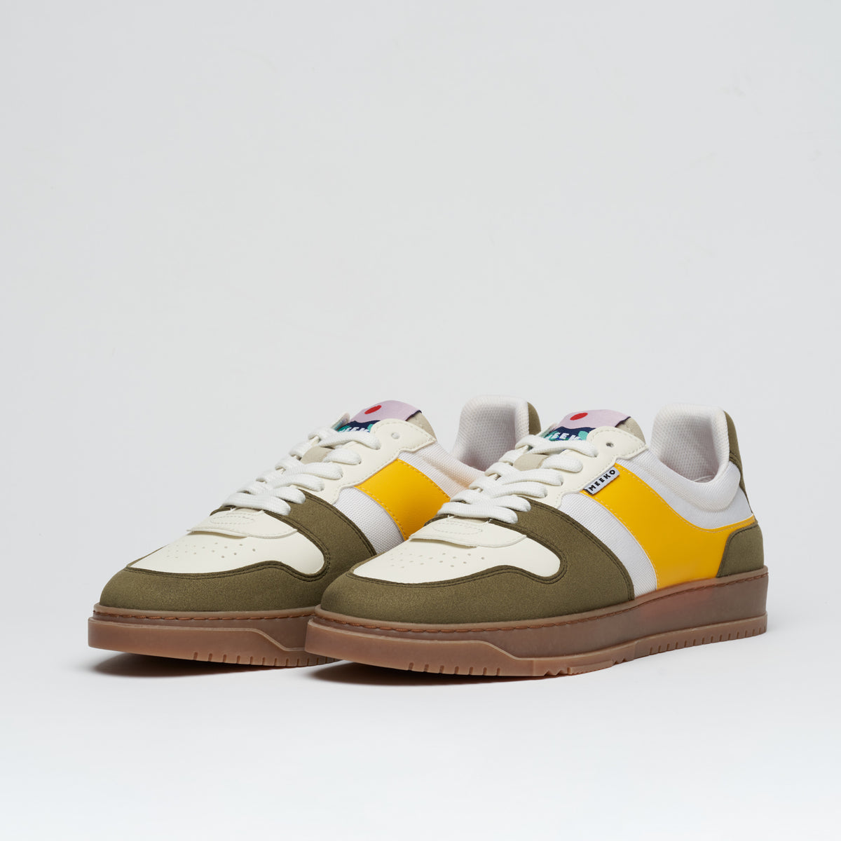 KIBOKO CORDURA®- JUNGLE - sustainable and responsible urban sneakers, khaki, yellow, beige and white laces brown sole