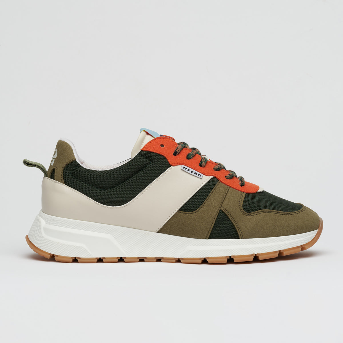 COCO PONGO CORDURA® - Jungle nachhaltige und verantwortungsvolle Outdoor-Sneaker, Beige-Khaki, Grün und Orange, technische Schnürsenkel, weiße und braune Sohlen