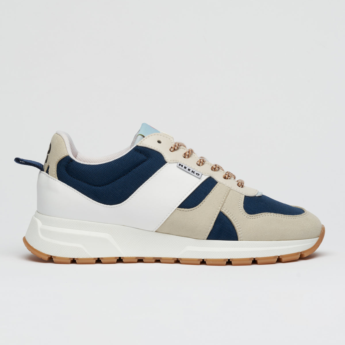 COCO PONGO CORDURA® - OCEAN nachhaltige und verantwortungsvolle Outdoor-Sneaker, Beige, Blau und Weiß, technische Schnürsenkel, weiße und braune Sohlen