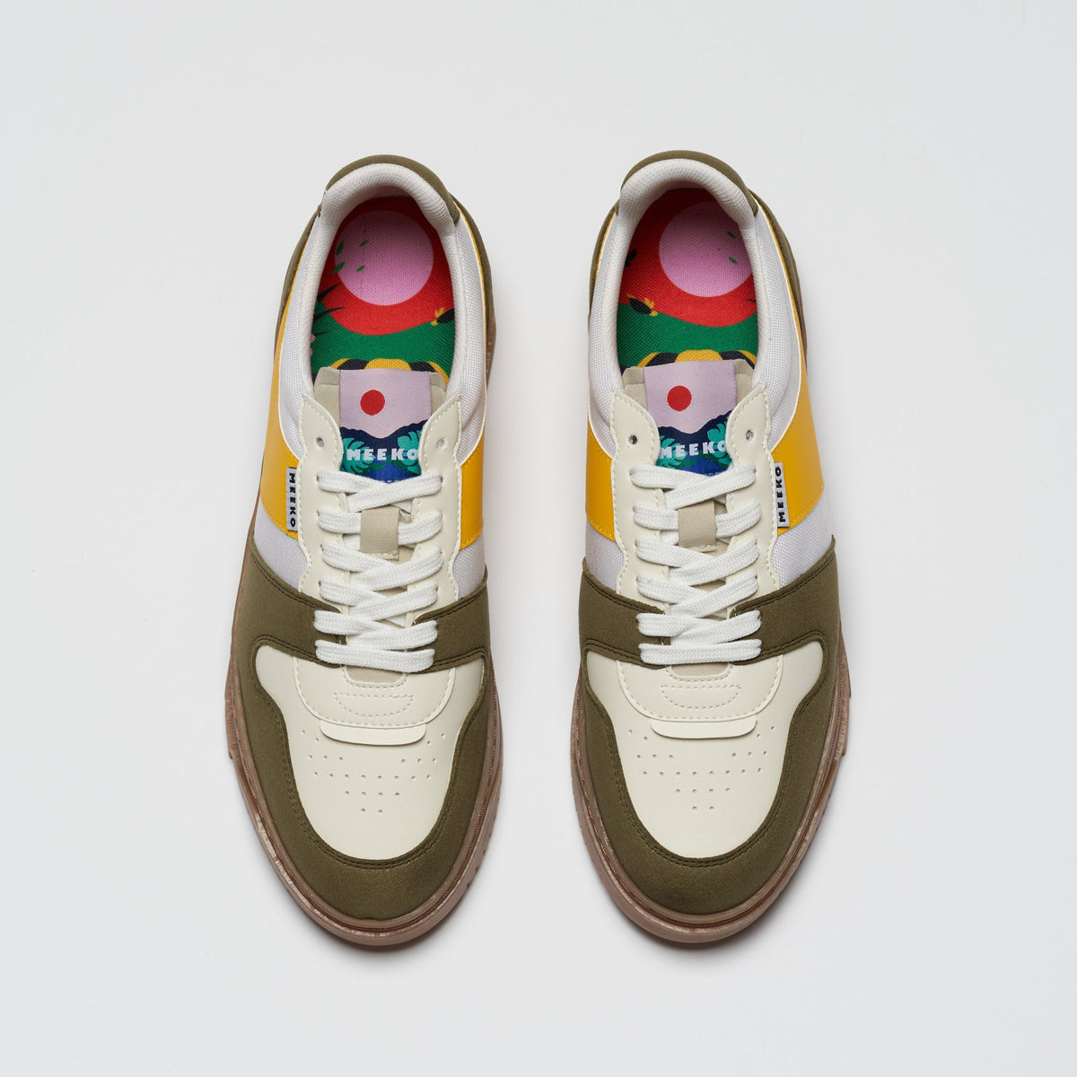 KIBOKO CORDURA®- JUNGLE - sustainable and responsible urban sneakers, khaki, yellow, beige and white laces brown sole