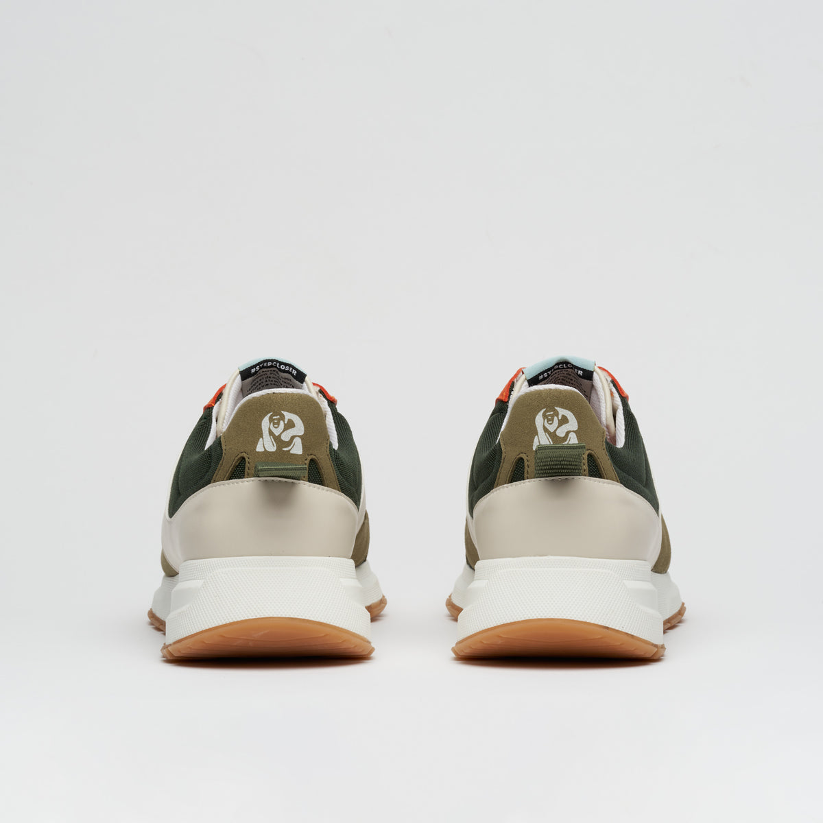 COCO PONGO CORDURA® - Jungle nachhaltige und verantwortungsvolle Outdoor-Sneaker, Beige-Khaki, Grün und Orange, technische Schnürsenkel, weiße und braune Sohlen