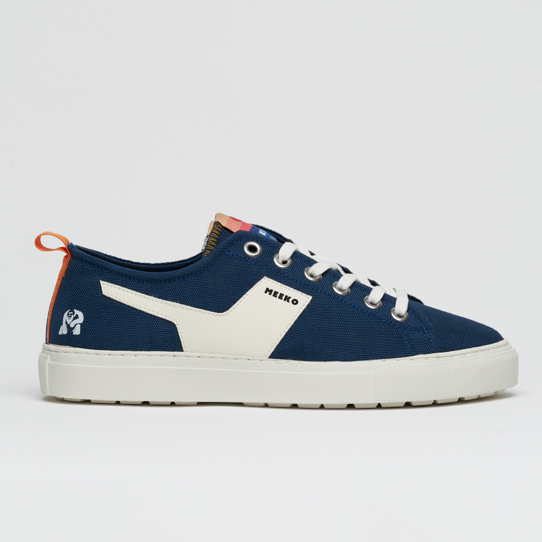 LUTRA- OCEAN - sustainable and responsible urban sneakers in cordura canvas, ocean blue and beige, white laces, white sole