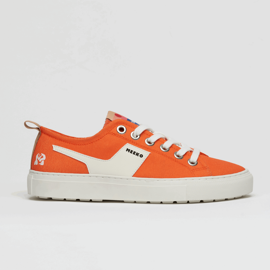 LUTRA- TANGER - sustainable and responsible urban sneakers in cordura canvas, orange and beige, white laces, white sole