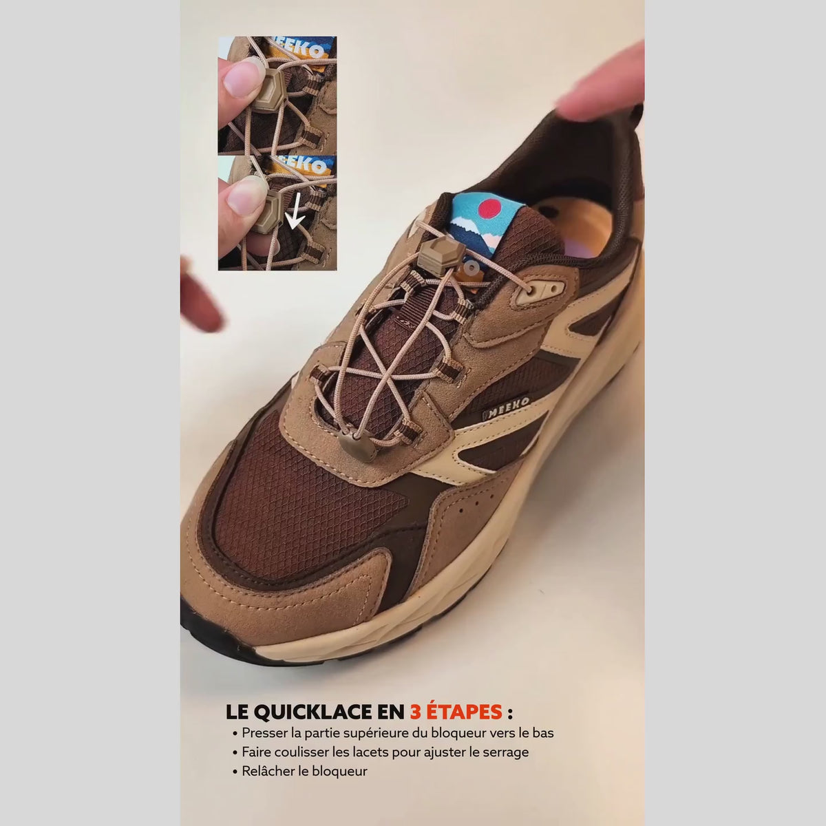 Baskets MEEKO HONU : laçage rapide Quicklace en 3 étapes