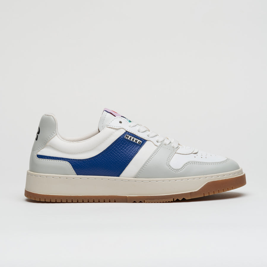 KIBOKO - BLUE - nachhaltige und verantwortungsvolle Urban-Sneaker, blau, grau und weiß, weiße Schnürsenkel, braune Sohle